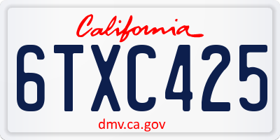 CA license plate 6TXC425