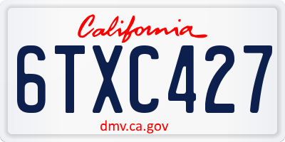 CA license plate 6TXC427