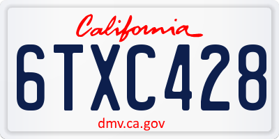 CA license plate 6TXC428