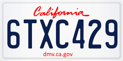 CA license plate 6TXC429