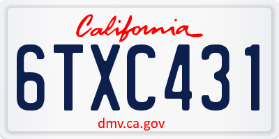 CA license plate 6TXC431