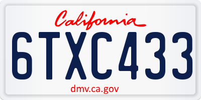 CA license plate 6TXC433