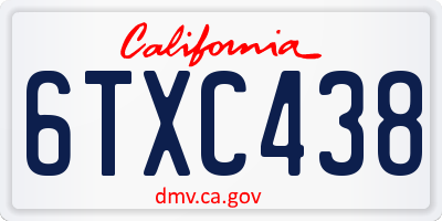 CA license plate 6TXC438