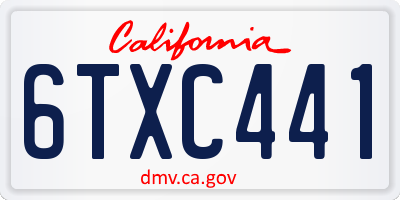 CA license plate 6TXC441