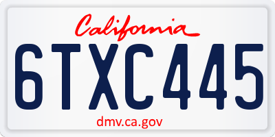 CA license plate 6TXC445