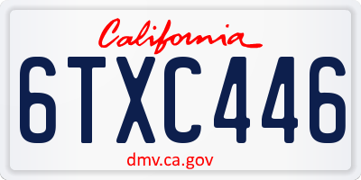 CA license plate 6TXC446