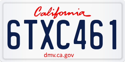 CA license plate 6TXC461