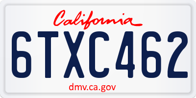 CA license plate 6TXC462
