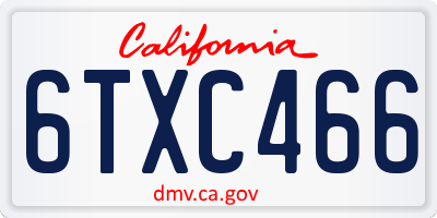 CA license plate 6TXC466
