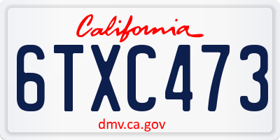 CA license plate 6TXC473