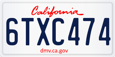 CA license plate 6TXC474