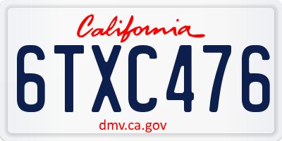 CA license plate 6TXC476
