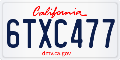 CA license plate 6TXC477