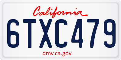 CA license plate 6TXC479