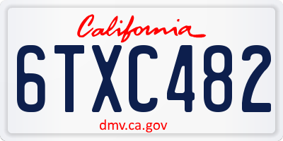 CA license plate 6TXC482