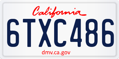 CA license plate 6TXC486