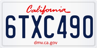CA license plate 6TXC490