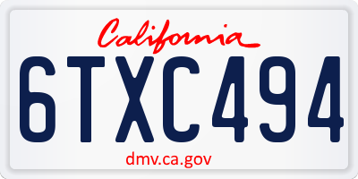 CA license plate 6TXC494