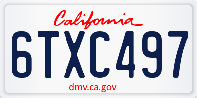CA license plate 6TXC497