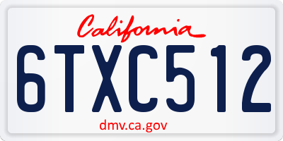 CA license plate 6TXC512