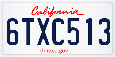 CA license plate 6TXC513