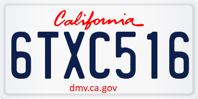 CA license plate 6TXC516
