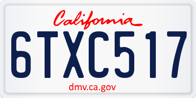 CA license plate 6TXC517