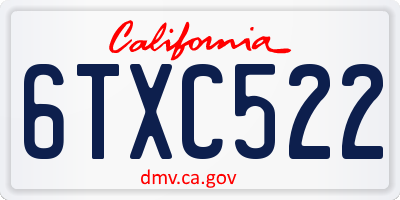CA license plate 6TXC522