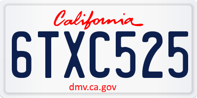 CA license plate 6TXC525