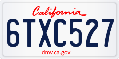 CA license plate 6TXC527