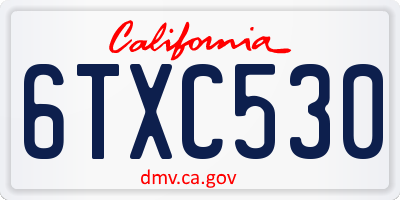CA license plate 6TXC530