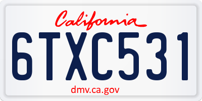 CA license plate 6TXC531