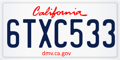 CA license plate 6TXC533