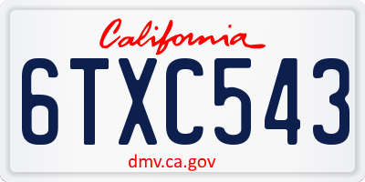 CA license plate 6TXC543