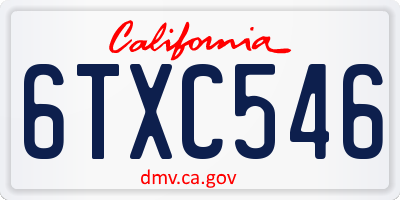 CA license plate 6TXC546