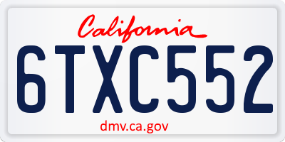 CA license plate 6TXC552