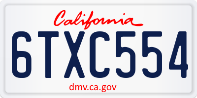CA license plate 6TXC554