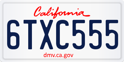 CA license plate 6TXC555