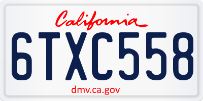 CA license plate 6TXC558