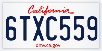 CA license plate 6TXC559