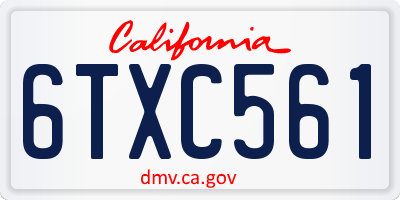 CA license plate 6TXC561