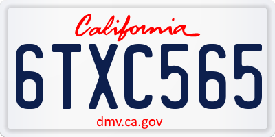 CA license plate 6TXC565