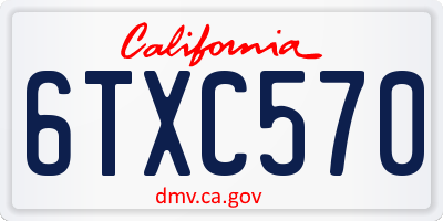 CA license plate 6TXC570