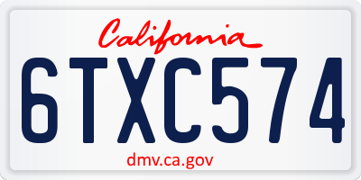 CA license plate 6TXC574