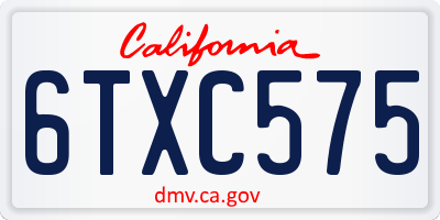 CA license plate 6TXC575