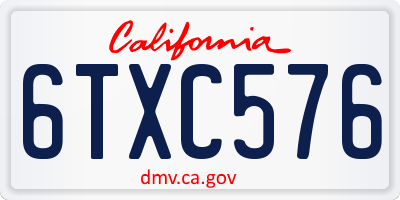 CA license plate 6TXC576