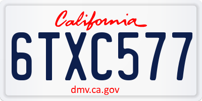 CA license plate 6TXC577