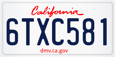 CA license plate 6TXC581