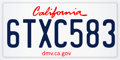 CA license plate 6TXC583