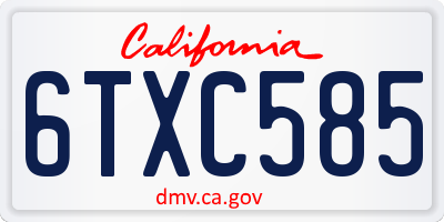 CA license plate 6TXC585